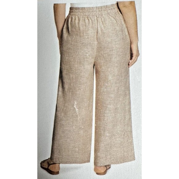Ella Moss Womens X-Large Tan Linen Blend Wide Leg Ankle Boho Flowy Baggy Pants - Picture 5 of 8